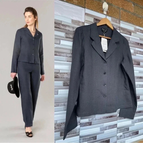 Agnes B dark grey linen New Cubana shacket 42/10 - Picture 2 of 15